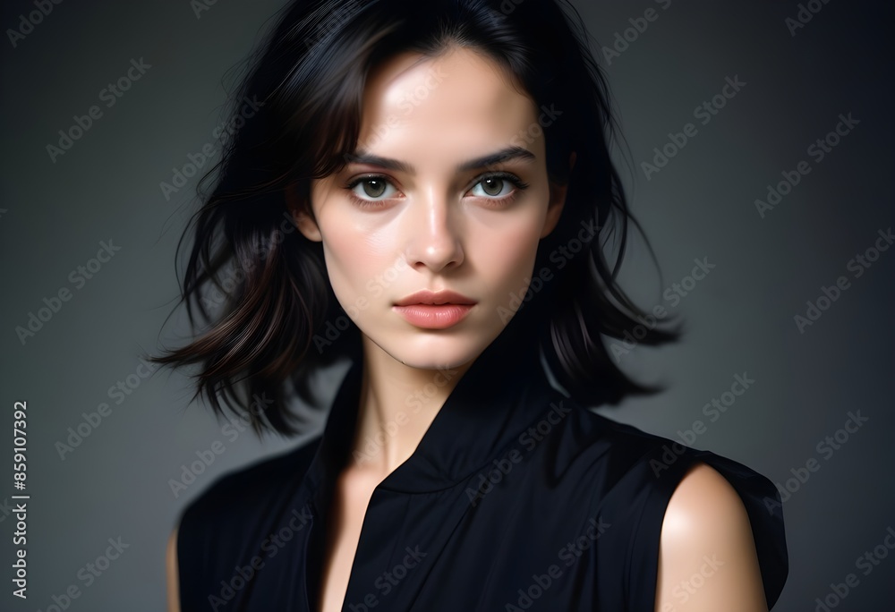 Beautiful elegant woman front view photo