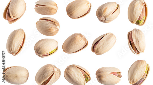 Discover the vibrant green of pistachios isolated on a transparent background, perfect for healthy snacks and gourmet culinary creations. Shelled and unshelled nuts, rich in protein and flavor