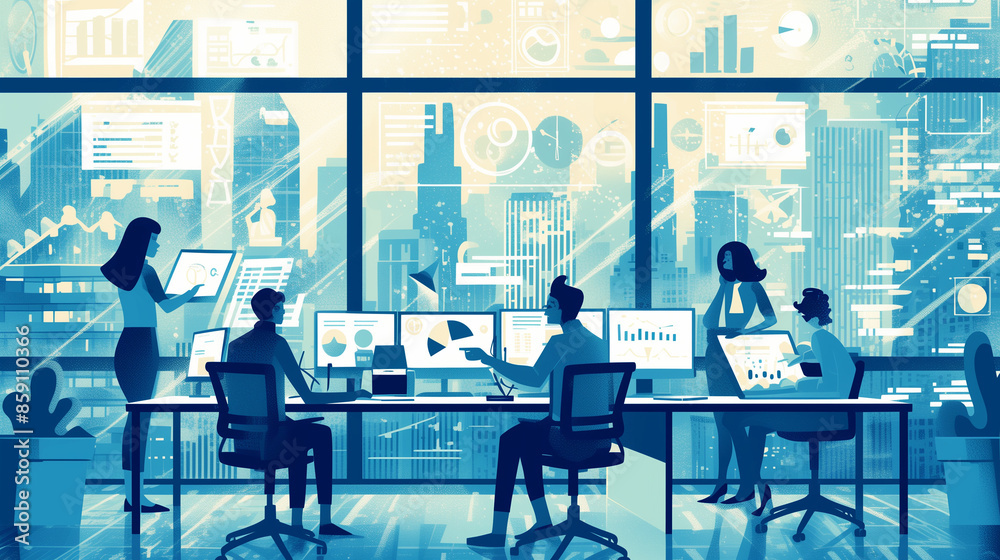 business people working together, illustration effect business people working together, illustration effect
