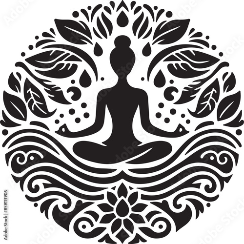 Yoga silhouette vector logo  illustration