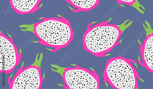 Cute dragon fruits pattern background vector design
