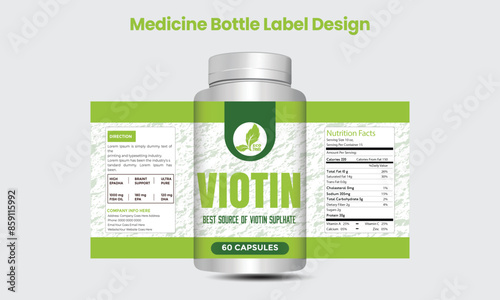 Medicine Bottle label, Package template design, Label design, label template or supplement design
