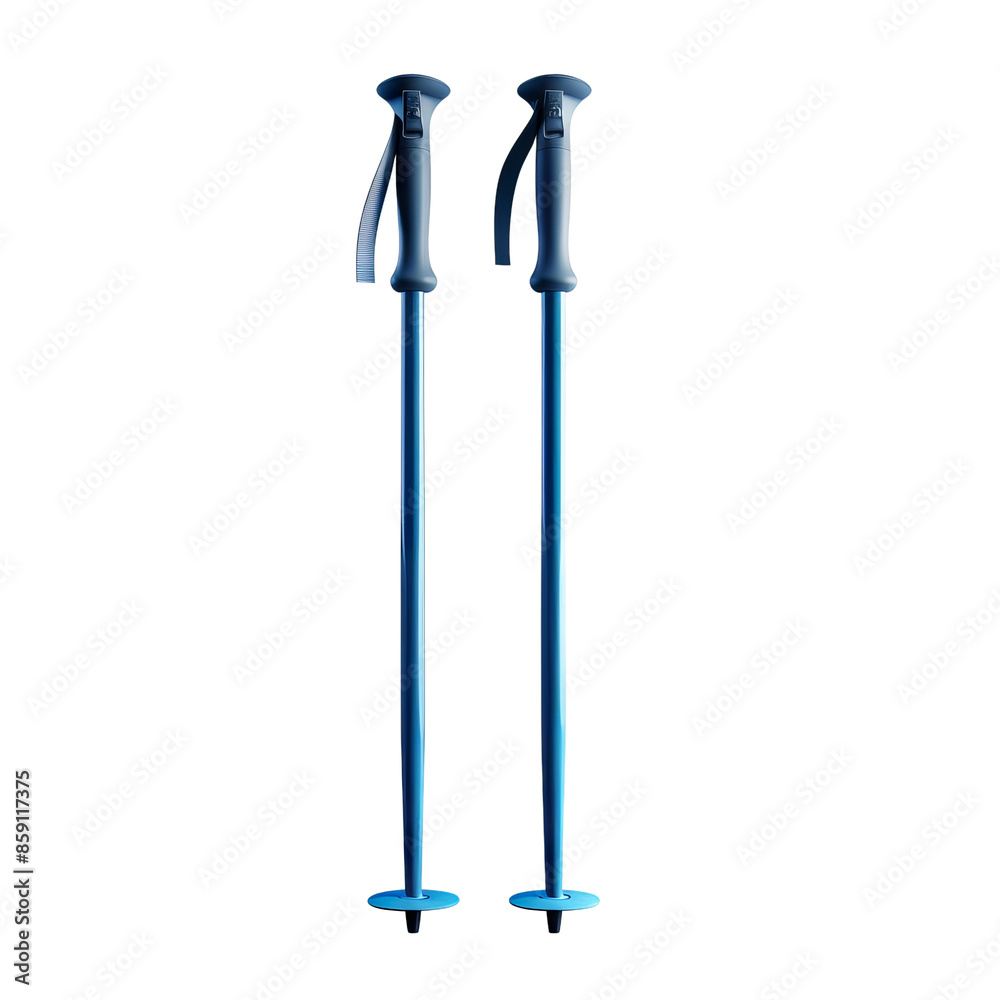 Pair of sleek blue ski poles with ergonomic grips, perfect for enhancing balance and control during skiing. Essential tool for winter sports. Pair of sleek blue ski poles with ergonomic grips, perfect for enhancing balance and control during skiing. Essential tool for winter sports.