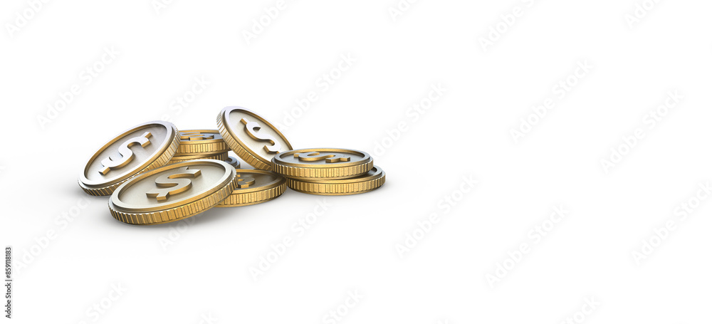 Realistic 3D illustration of dollar, coin, cash, business, investment, economy and finance. World currency gold coin illustration png image. Dollar coin with white background. Realistic 3D illustration of dollar, coin, cash, business, investment, economy and finance. World currency gold coin illustration png image. Dollar coin with white background.