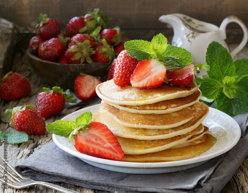 Pfannkuchen mit Erdbeeren Pfannkuchen mit Erdbeeren