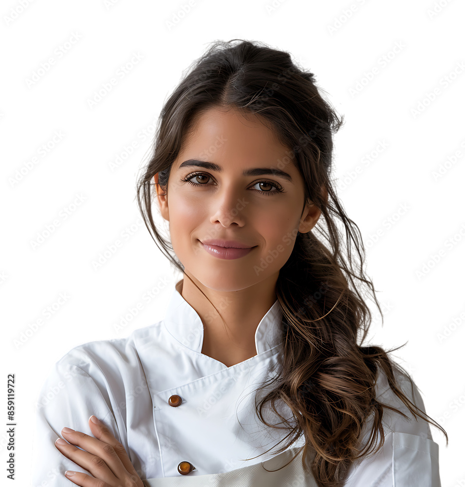 Beautiful female chef of brazilian cuisine on transparent isolated background Beautiful female chef of brazilian cuisine on transparent isolated background