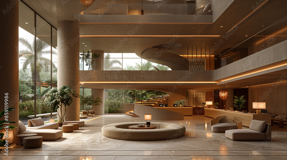 Fototapeta premium Modern and elegant hotel lobby interior