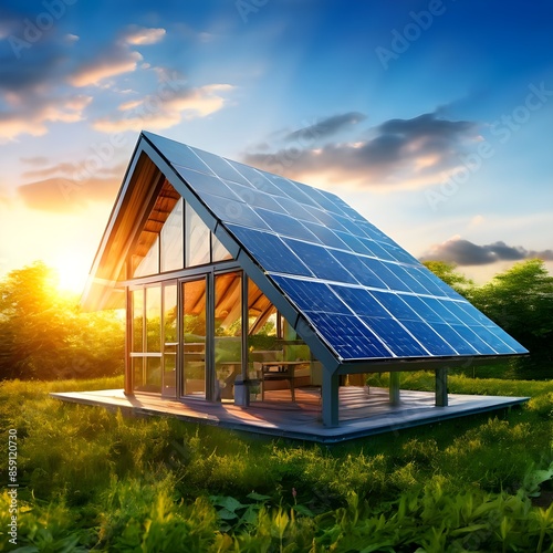 panel solar energy photovoltaic power roof sun home cell system green house eco industry solar ener photo