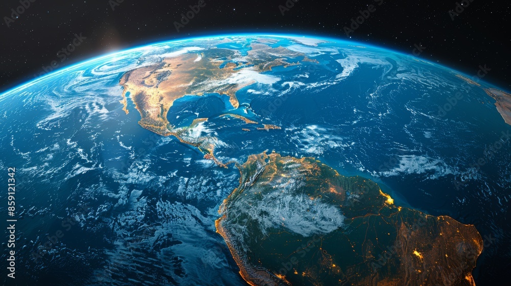 Obraz premium Abstract earth map technology with futuristic design