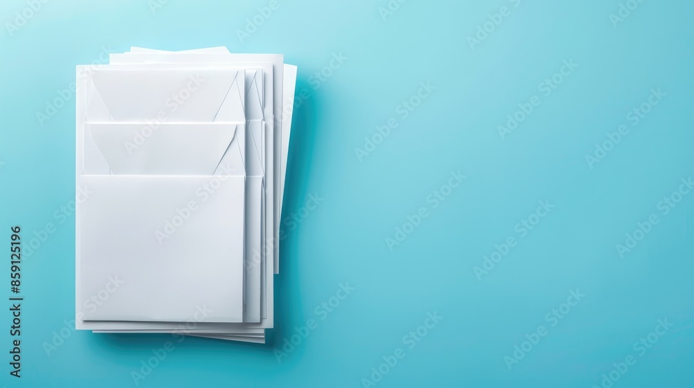 Documents in white folder for contract storage on blank background Documents in white folder for contract storage on blank background