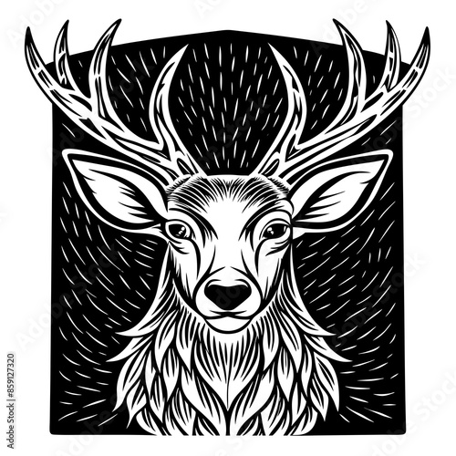 antler head, deer head illustration
