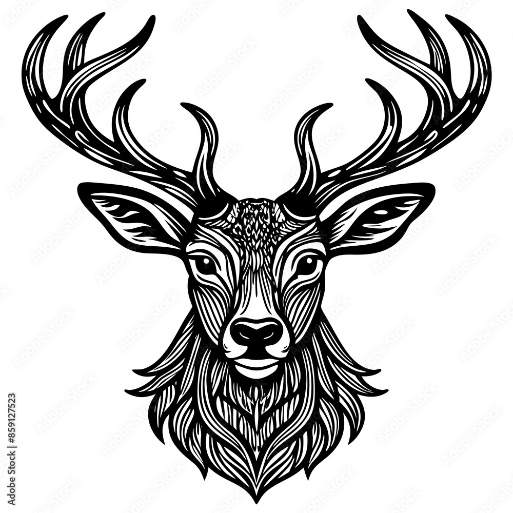 antler head, deer head illustration
antler head, deer head illustration