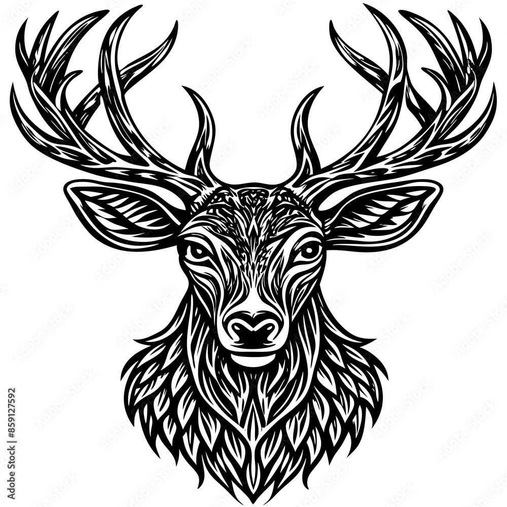 antler head, deer head illustration
antler head, deer head illustration
