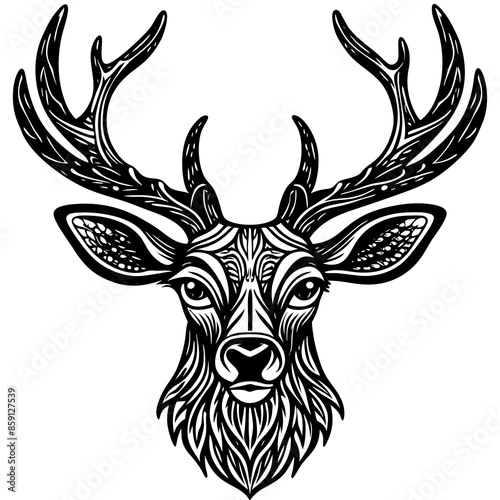 antler head, deer head illustration
