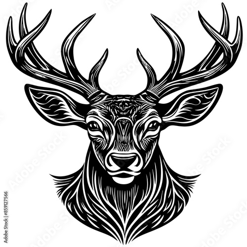 antler head, deer head illustration
