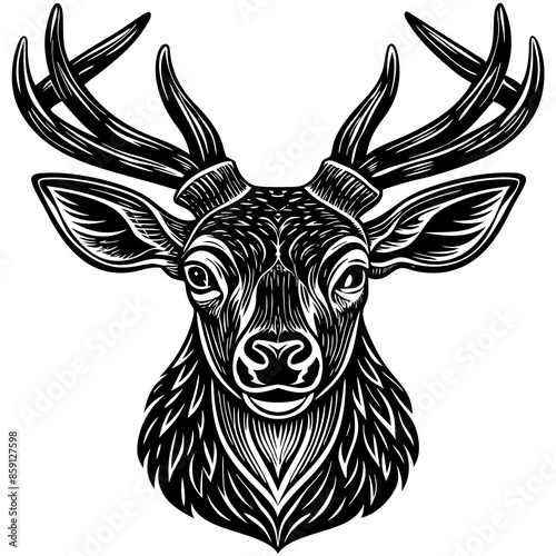 antler head, deer head illustration
