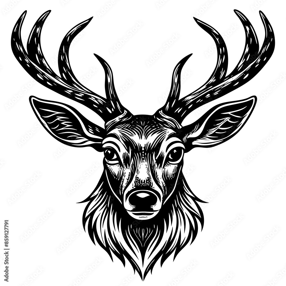 Fototapeta premium antler head, deer head illustration