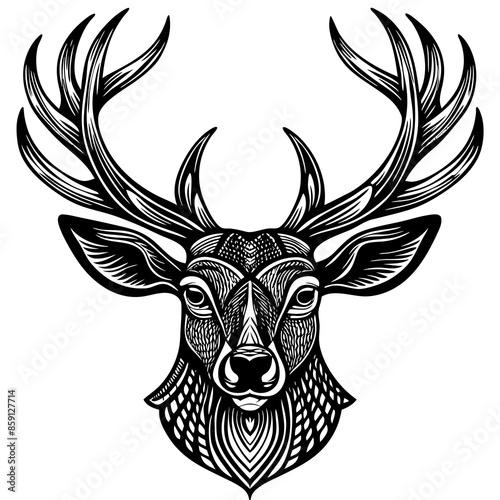 antler head, deer head illustration
