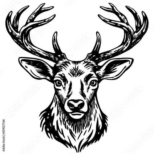 antler head, deer head illustration
