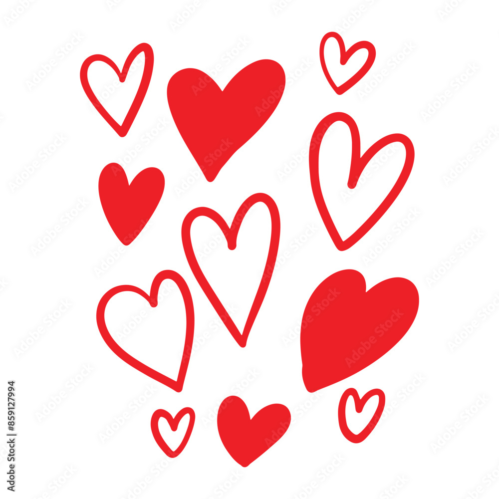 hand drawn love heart illustration, doodle art
