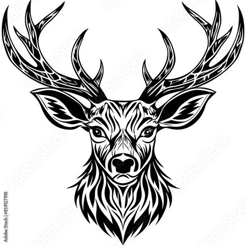 antler head, deer head illustration
