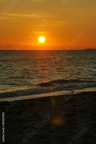 Sun setting in the southern regions in the world across New Zealand