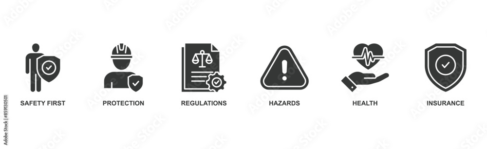 Work safety banner web icon vector illustration for occupational safety and health at work with icon Work safety banner web icon vector illustration for occupational safety and health at work with icon
