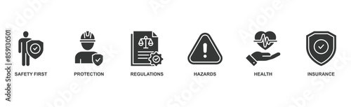 Work safety banner web icon vector illustration for occupational safety and health at work with icon