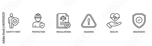 Work safety banner web icon vector illustration for occupational safety and health at work with icon