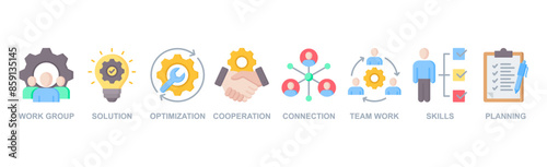 Business teamwork banner web icon vector illustration concept with icon