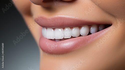 Close up portrait of a woman smiling with orthodontic braces on her teeth in a detailed shot