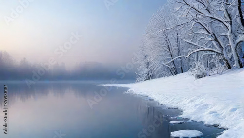Winter forest landscape as a background
