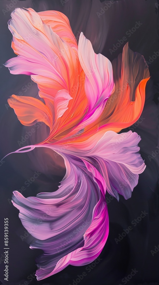 Abstract floral petals in vibrant hues, digital art. Creativity and design concept