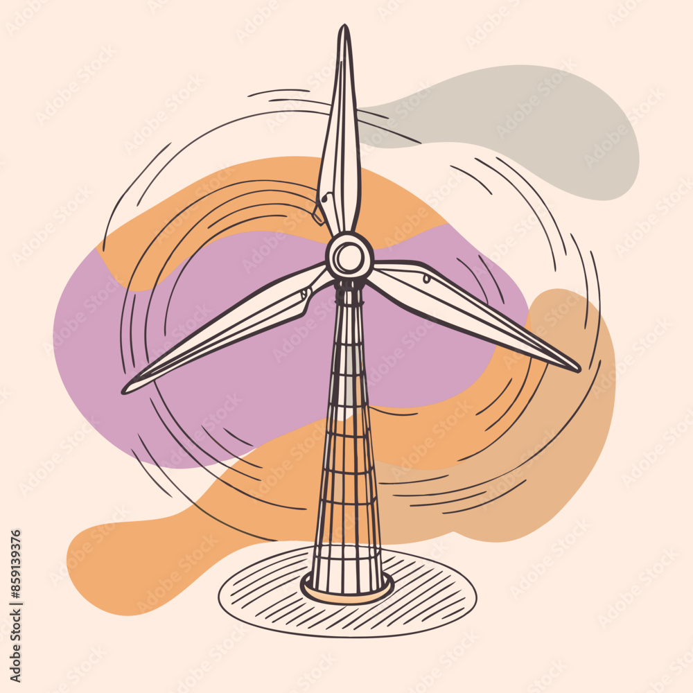 Wind Turbine, energy efficiency wind turbine illustration