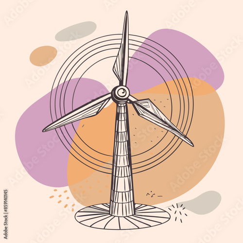 Wind Turbine, energy efficiency wind turbine illustration