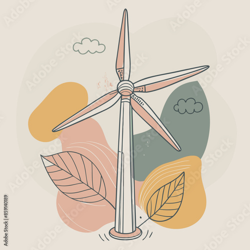 Wind Turbine, energy efficiency wind turbine illustration