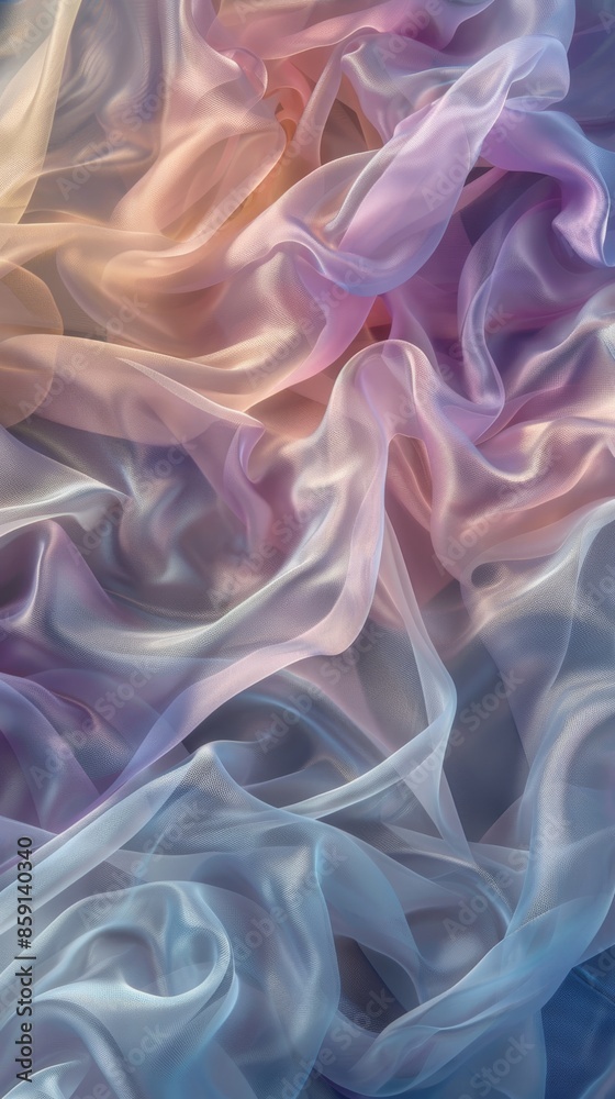 Obraz premium Pastel colored flowing fabric, smooth gradient textures. Abstract art and textile design concept