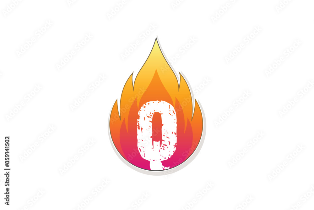 Q letter logo design in fire initial in watercolor style Premium Vector Q letter logo design in fire initial in watercolor style Premium Vector