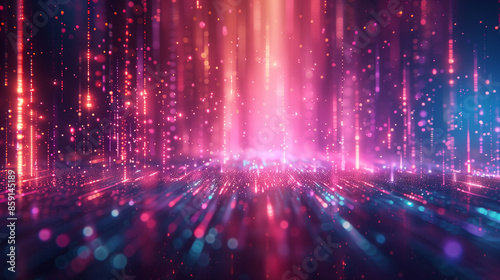 Futuristic abstract background, colorful bright neon rays and glowing lines. AI generative