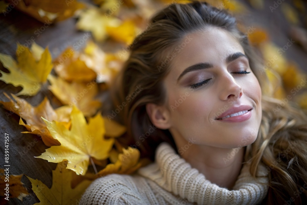 Autumn portrait of a very beautiful happy woman Autumn portrait of a very beautiful happy woman