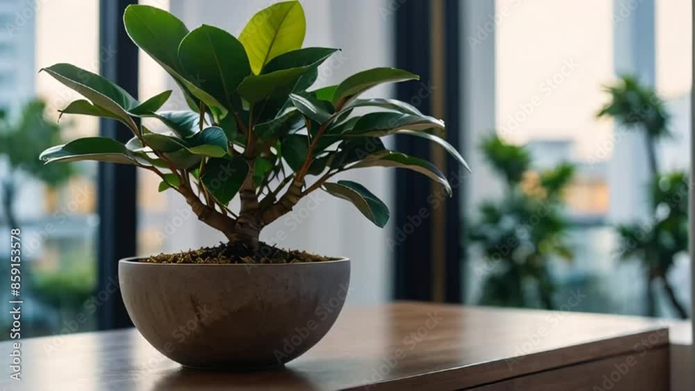 Pot with a beautiful ficus in the room
Pot with a beautiful ficus in the room
