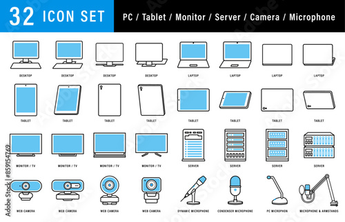 PCとデジタルデバイスのアイコンイラストセット