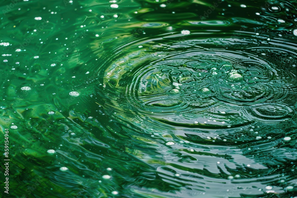 emerald green water surface with ripples and bubbles texture Stock ...
