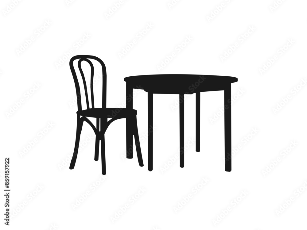 chair and table silhouette. chair and table silhouette.