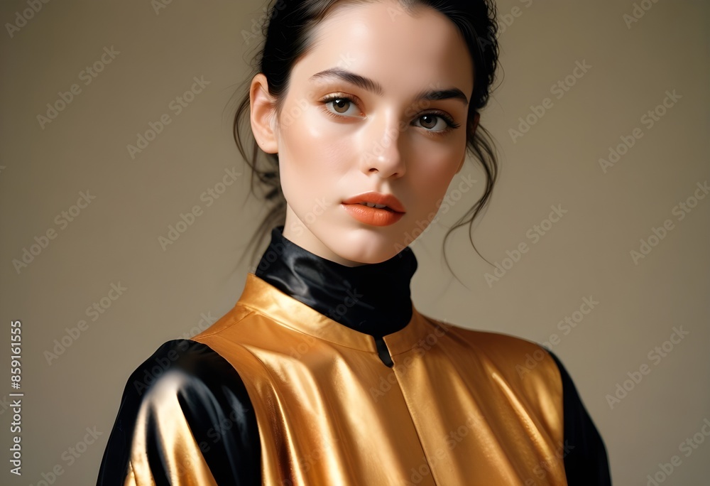 Obraz premium Beautiful elegant woman front view photo