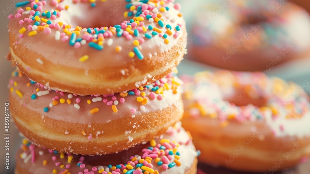 Stacked Donuts with Colorful Sprinkles Stacked Donuts with Colorful Sprinkles