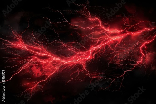 explosive red lightning bolt striking against pitchblack sky a mesmerizing display of natures raw power and untamed energy photo