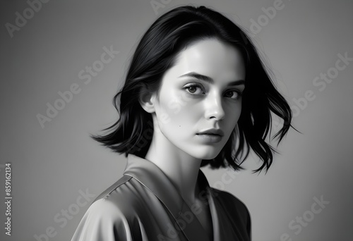Beautiful elegant woman front view photo