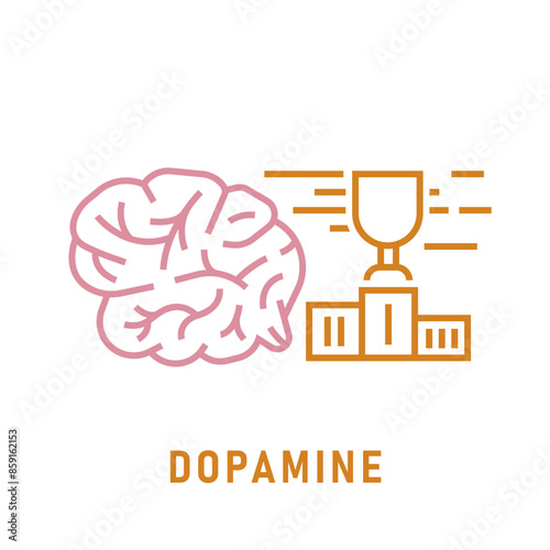 Dopamine icon in outline style. Happy hormone sign.