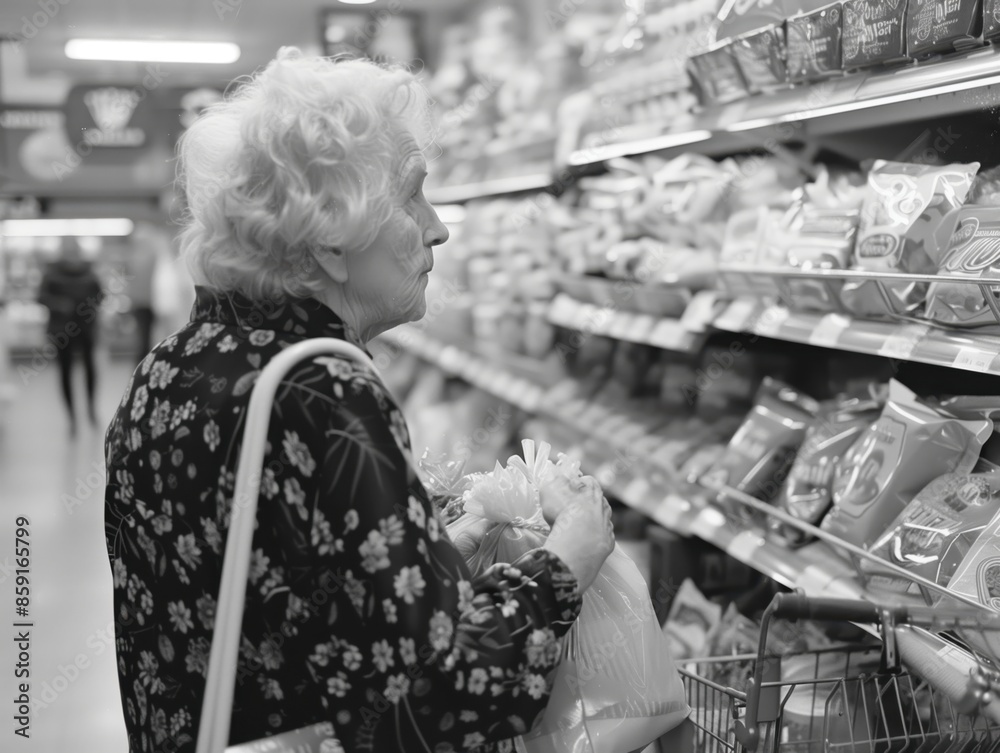 Senior lady goes shopping